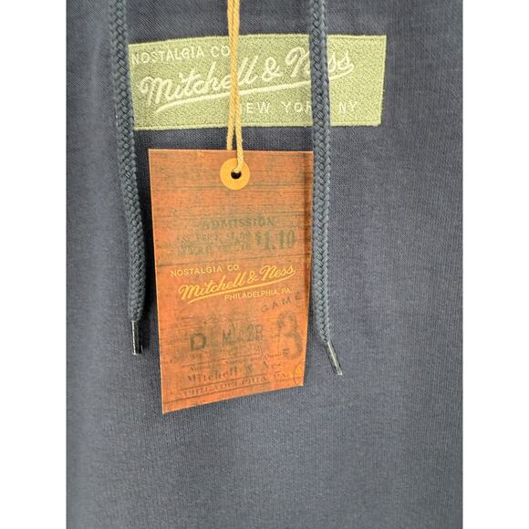 Mitchell & Ness Box Logo Hoodie Sweatshirt Branded Navy Blue Mens Size Large New - Picture 8 of 10